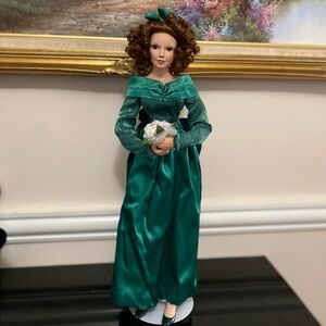 Ashton-Drake Winter Romance Doll in Emerald Green Dress